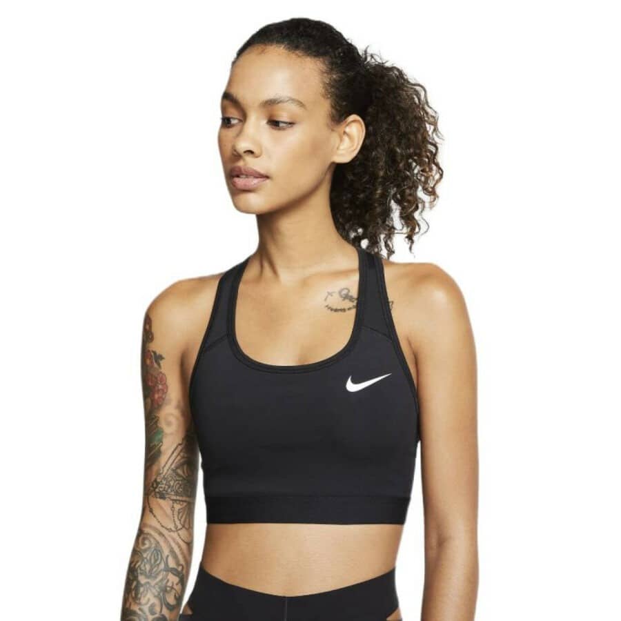 nike bv3900 swoosh womens med 010 black black white