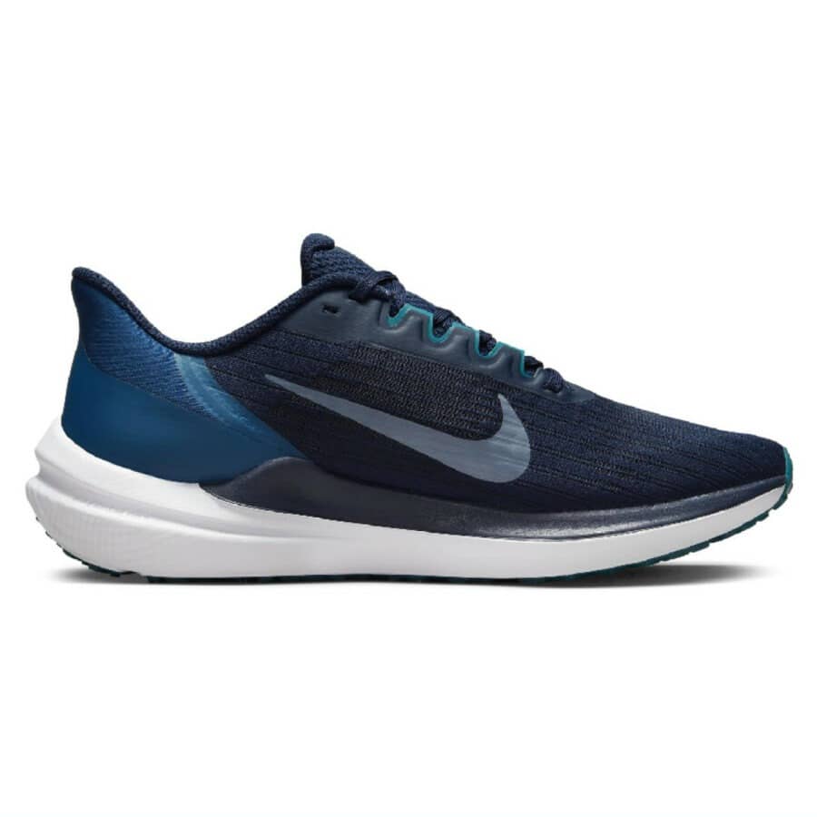 nike dd6203 air winflo 9 mens road 401 obsidian barely green valerian