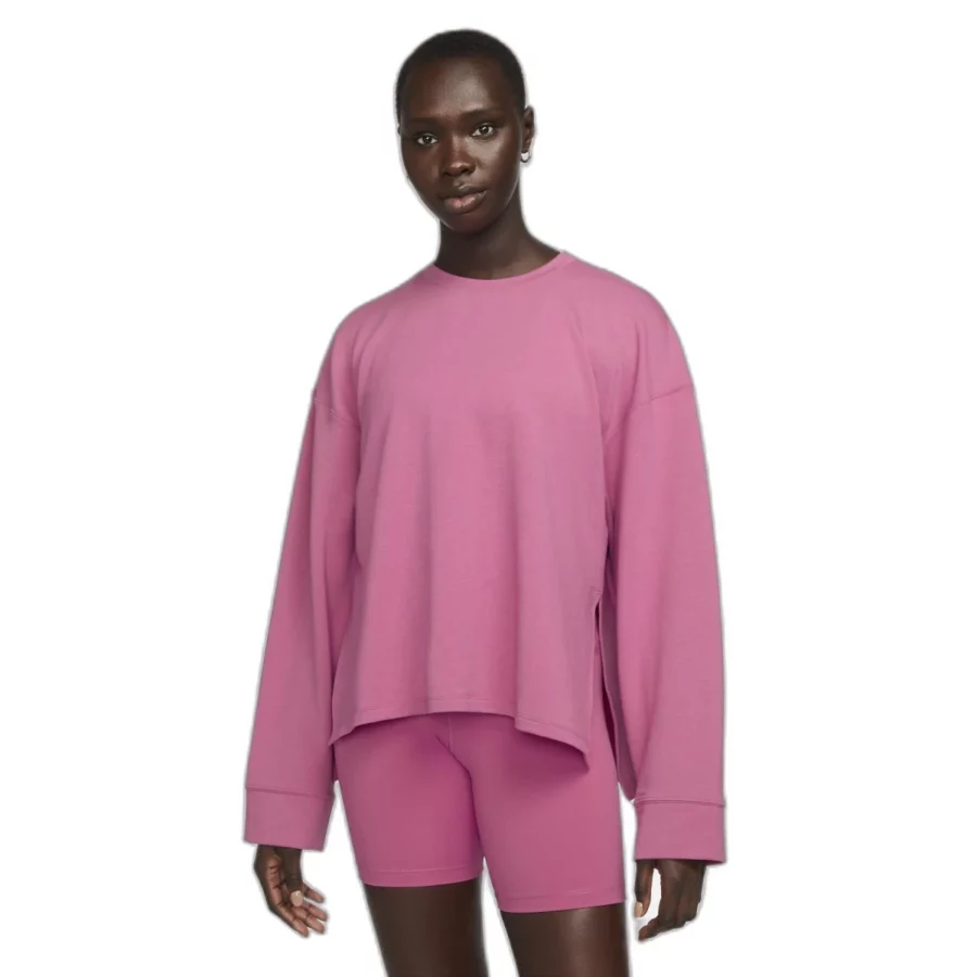 nike dm7030 yoga dri fit w sweater 665 cosmic fuchsia iron grey