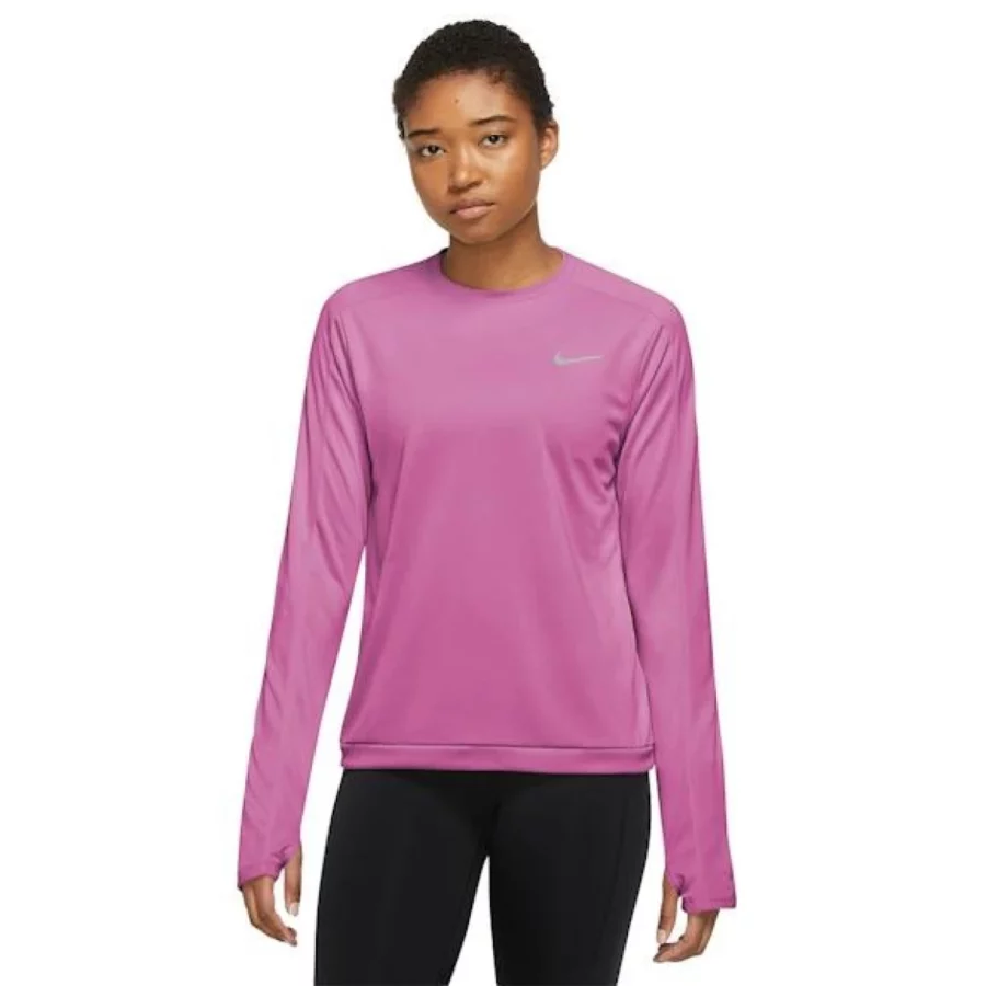 nike dq6379 dri fit womens crew ne 675 playful pink reflective silv