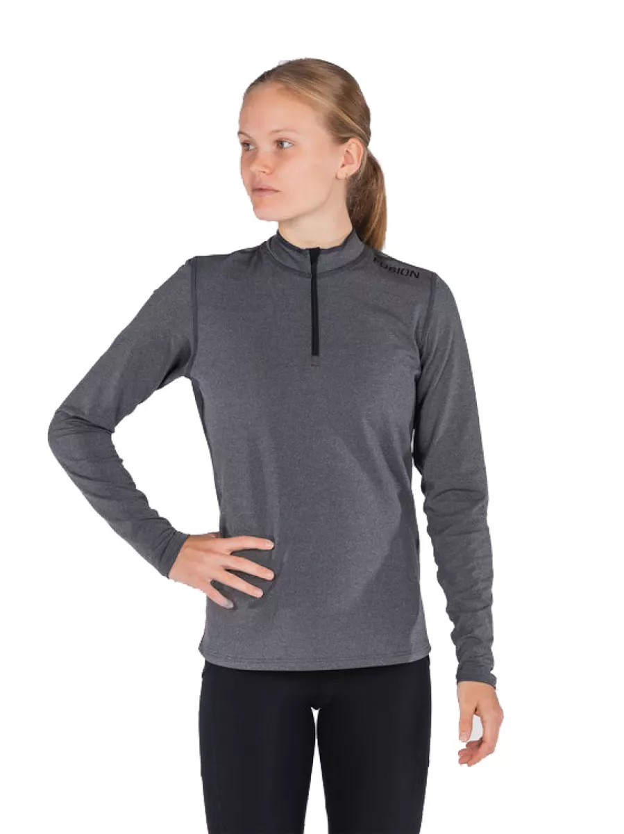FUSION 0155 Womens C3 Zip Neck-DARK GREY