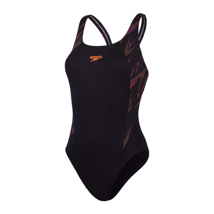 SPEEDO 13470 Women H-Boom Splice Musc- 17597 Black/ Plum Dandy / Siren Red