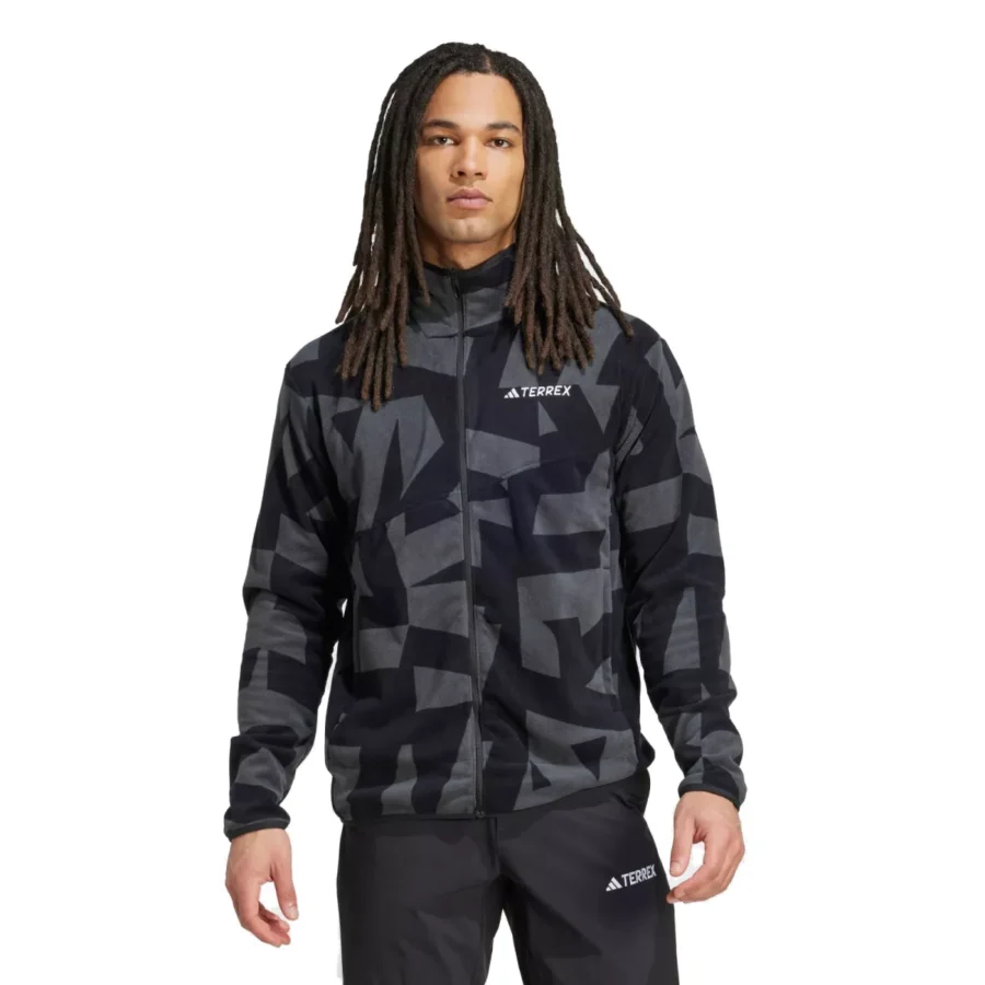 ADIDAS JY4814 AOP FullZip Fleece-BLACK/CARBON