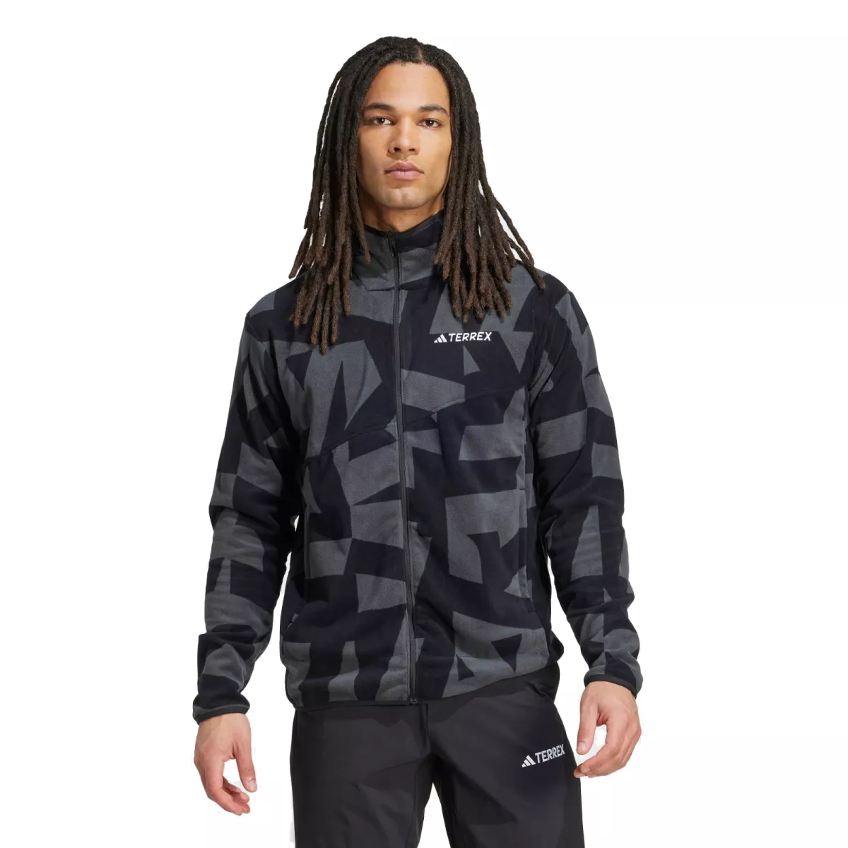 ADIDAS JY4814 AOP FullZip Fleece-BLACK/CARBON