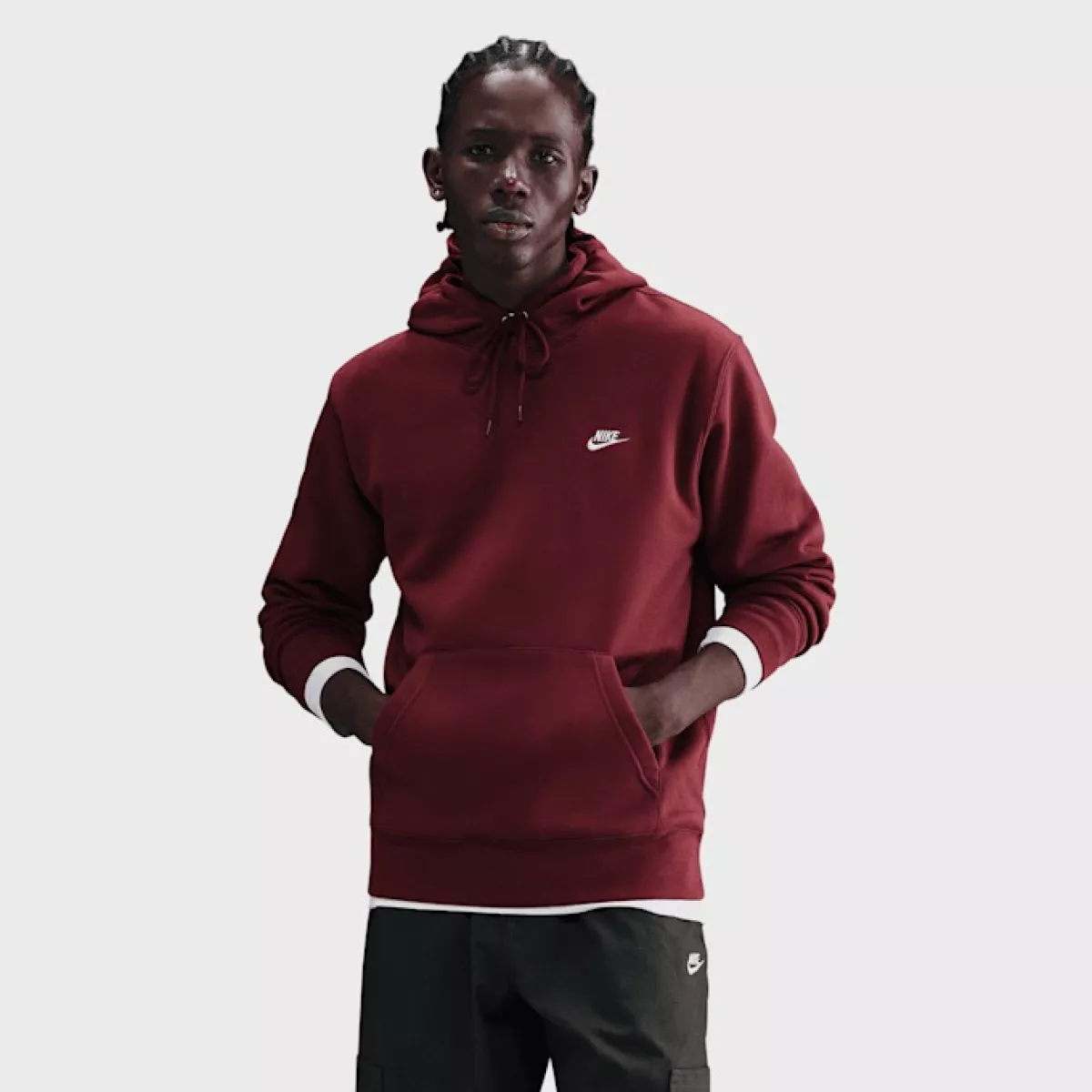 NIKE FN3859 Club Pullover Fleece-619 DARK TEAM RED/DARK TEAM RED/WHITE