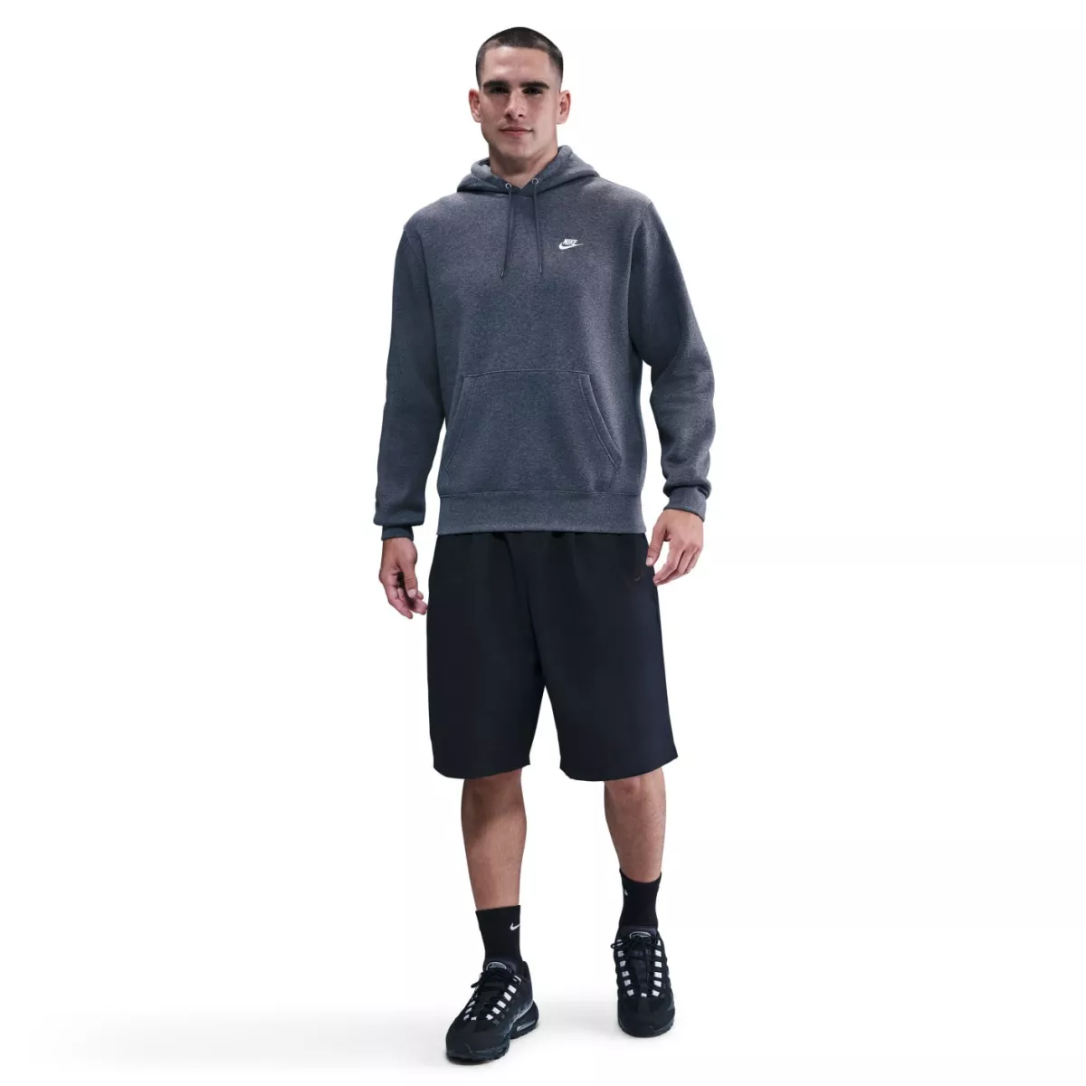 NIKE FN3859 Club Pullover Fleece M-071 CHARCOAL HEATHR/IRON GREY/WHIT