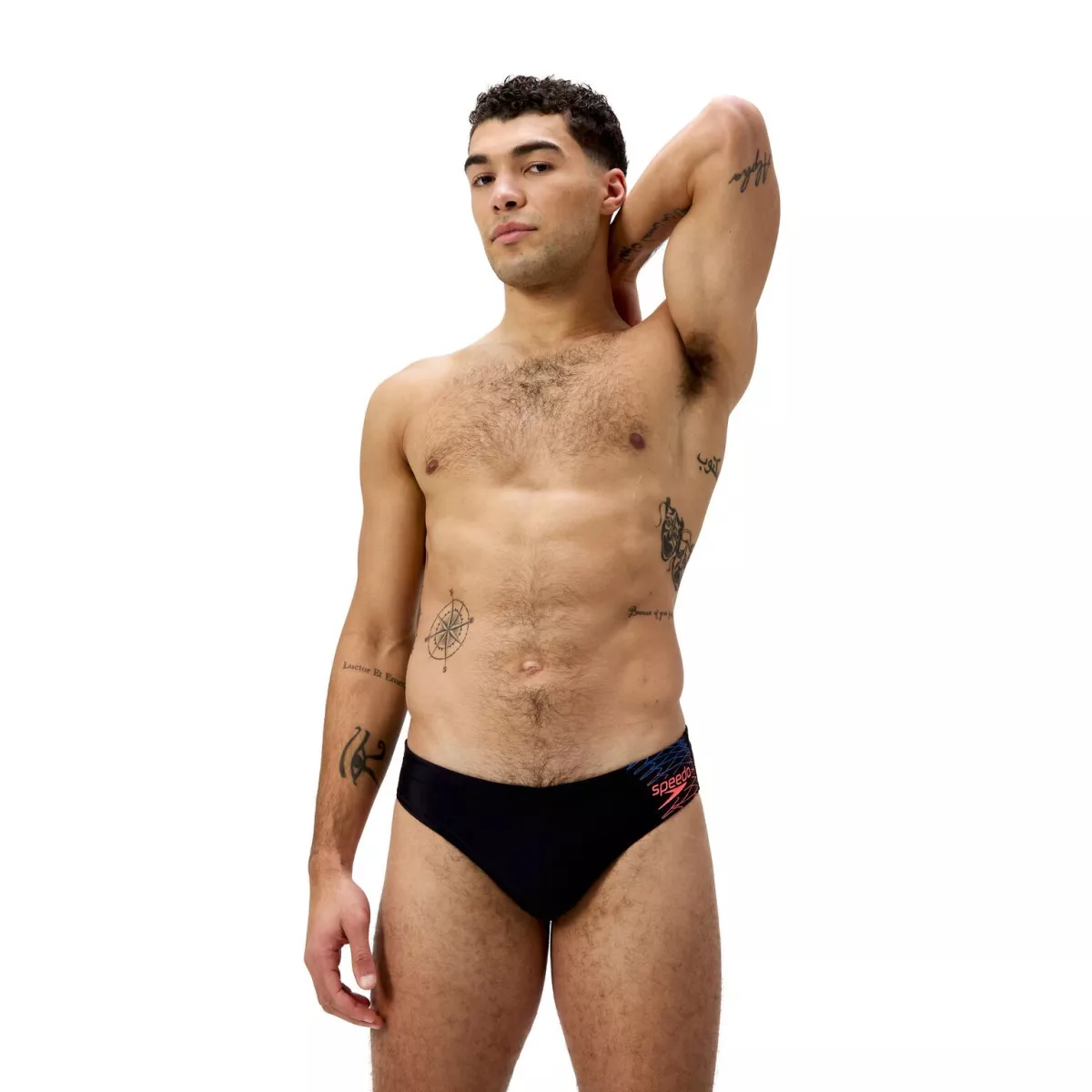 SPEEDO 09739 E MEDLEY LOGO 7C BRIEF-18964 Black/Neon Coral