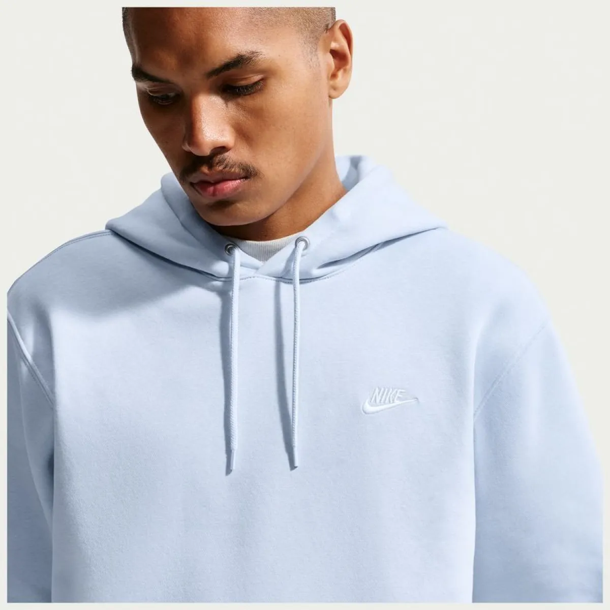 NIKE FN3859 Club Hoodie-407 HYDROGEN BLUE/HYDROGEN BLUE/WH