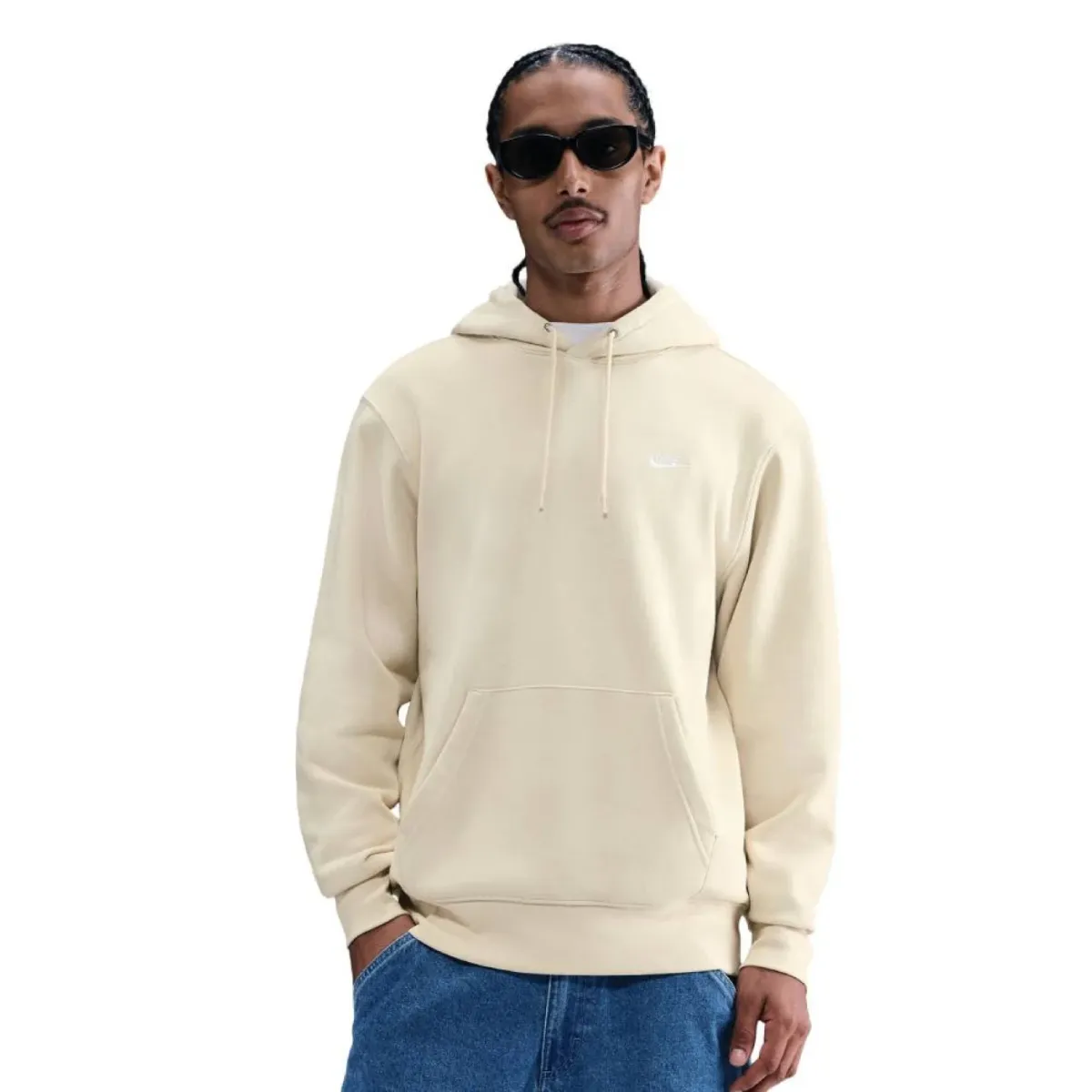NIKE FN3859 Nike Club M Pull Fleec-229 LT KHAKI/LT KHAKI/WHITE