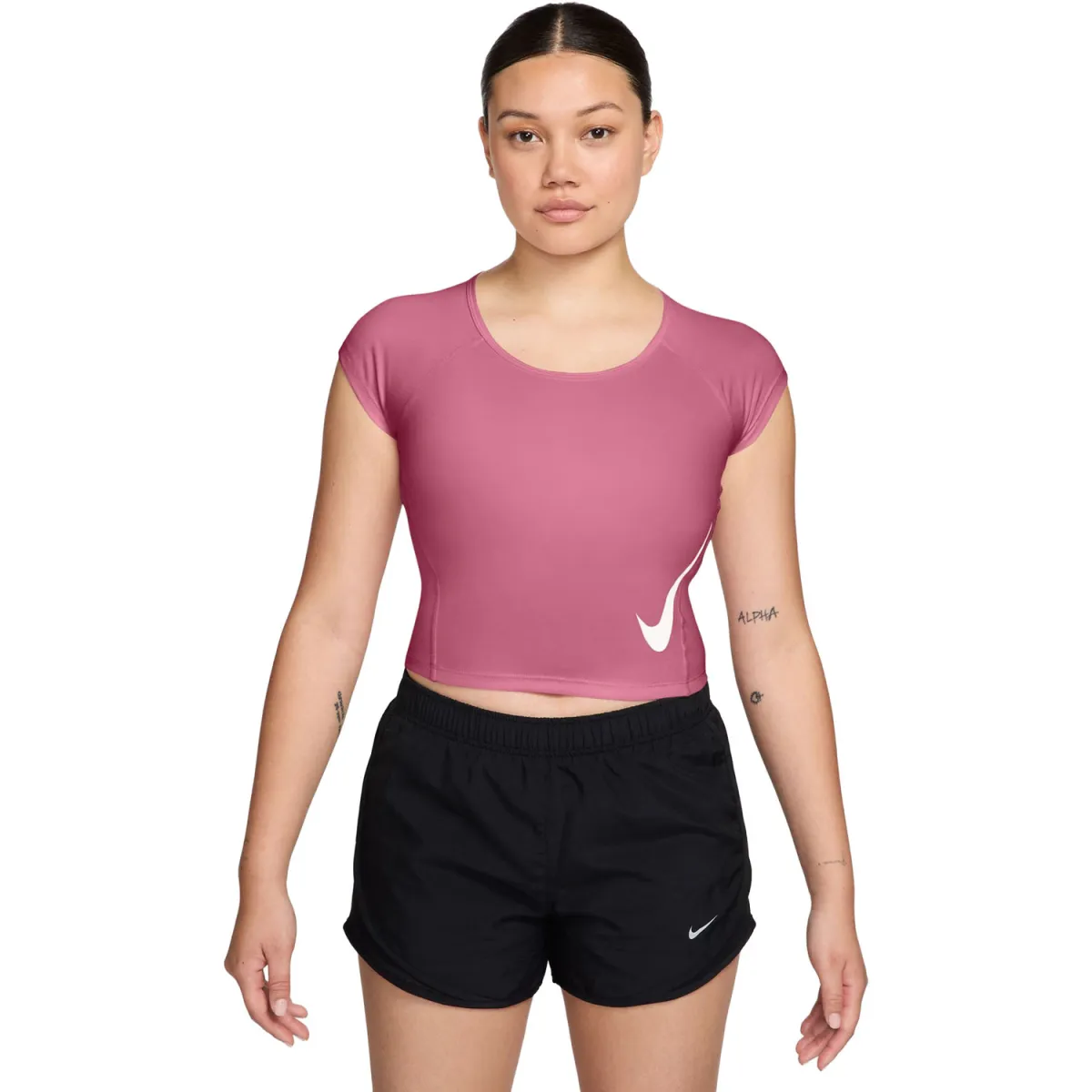NIKE IF4998 Tempo Swoosh SS Shirt-641 PEONY/PHOTON DUST/REFLECTIVE S