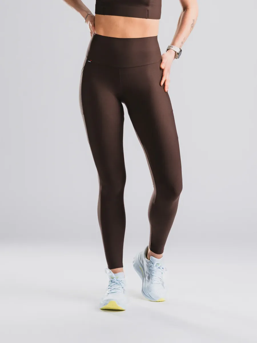 FUSION 1278 High Rise Tights Pocket-Dark Brown